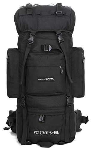 IX INOXTO 85L Lightweight Internal Frame Hiking Backpack for Men Women, Waterproof Travel Camping Backpack with Rain Cover (Black) | Backpacks4Less
