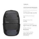 Timbuk2 Lane Commuter Laptop Backpack, Jet Black