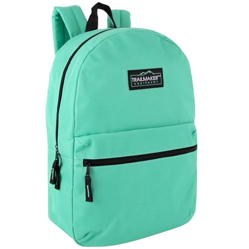 Trail maker Classic 17 inch Backpacks with Adjustable Padded Straps | School Backpacks for Girls, Boys (Aqua) | Backpacks4Less