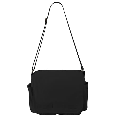 Rothco Classic Canvas Messenger Bag - Heavyweight Canvas Crossbody Shoulder Pack, Black