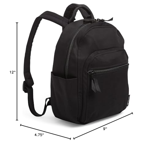 Vera Bradley Women's Cotton Small Backpack, Classic Black, One Size