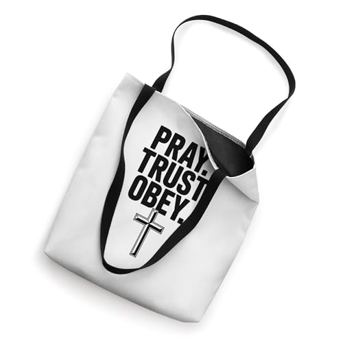 Pray Trust Obey Christian Faith Cross Message Tote Bag