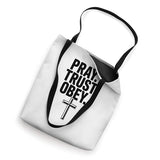 Pray Trust Obey Christian Faith Cross Message Tote Bag