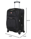 SwissGear Sion Softside Expandable Luggage – Carry-On Suitcase with 360 Degree Wheels & Retractable Handle – 21 Inch, Perfect for 1-3 Night Trips – Black
