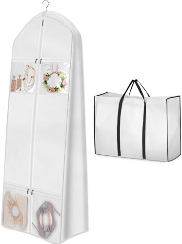 MISSLO Portable 70" Wedding Dress Garment Bag with Bride Tote Bag 8'' Gusseted Dress Bags for Gowns Long 4 Pockets Dress Cover for | Backpacks4Less