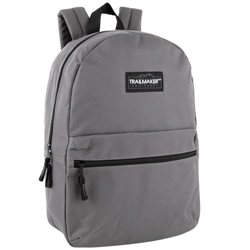 Trail maker Classic 17 inch Backpacks with Adjustable Padded Straps | School Backpacks for Girls, Boys (Grey)