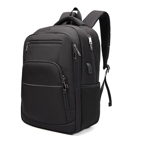 Laptop Backpack for Business Travel and Flight Water Resistant with USB Charging Port Lightweight Durable Large bag for Men and Women Fits 15.6 Inch Laptop Black