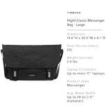 Timbuk2 Flight Classic Messenger Bag, S, Jet Black