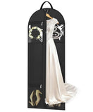 MISSLO 60" Dress Bags for Gowns Long with 4 Large Pockets Garment Bags for Travel for Women Heavy Duty Wedding Dress Bag for Hanging Clothes Garment Covers, Black