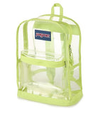 JanSport Clear Pack – 25.5L Transparent Backpack, Large Main Compartment, Side Water Bottle Pocket, Front Zippered Pocket, Mesh Bottom Panel, Citron Lime