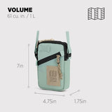 Topo Designs Mini Shoulder Bag - Over the Shoulder Bag for Daily Carry Essentials, Fanny Pack Carry Option, Bike Light Attachment Loop, Designed in Sunny Colorado (Ash Green)