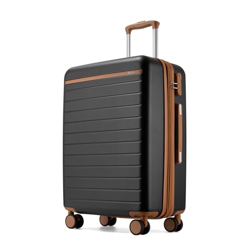 Kono Checked Suitcase 24in Expandable ABS+PC Side Handle luggage Black