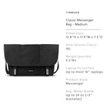 Timbuk2 Classic Messenger Bag, Jet Black, Medium