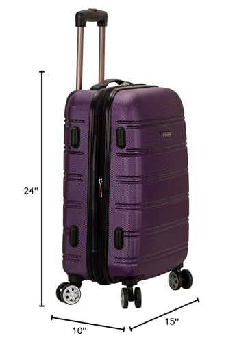 Rockland Melbourne Hardside Expandable Spinner Wheel Luggage, Purple, Checked-Medium 24-Inch