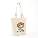 CafePress Obey The Beaver Tote Bag Reusable Natural Beige Canvas Shopping Bag