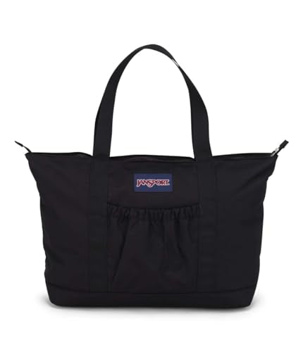JanSport Daily Tote Spacious Main Compartment, Dual Shoulder Handles, Front Drop Pocket, Zippered Closure, Black
