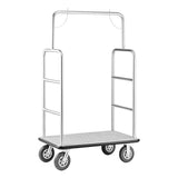 VEVOR Hotel Luggage Cart, Brushed Stainless Steel Finish Bellman's Cart, 1200 LBS Valet Cart with Grey Carpeted Deck and 8-inch Rubber Wheels, Ideal for Hotels, Condos, Resorts, Silver