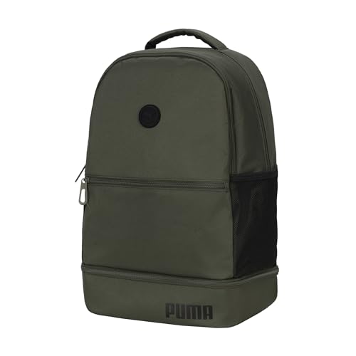 PUMA Dual Compartment Backpack with Insulated Bottom & Mesh Side Pockets, Green Moss, One Size