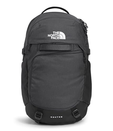 The North Face Router Everyday Laptop Backpack - Daypack, Water Repellent, Laptop Sleeve, Reflective Details, Asphalt Grey Light Heather/TNF Black-NPF, One Size