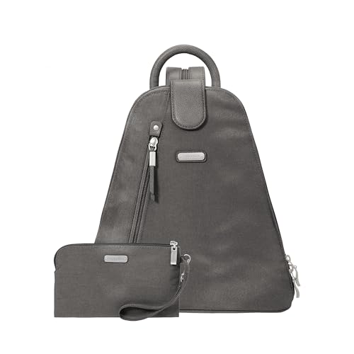 Baggallini Metro Backpack with RFID Phone Wristlet - 9x11 Convertible Sling Bag for Women with Adjustable Shoulder Straps