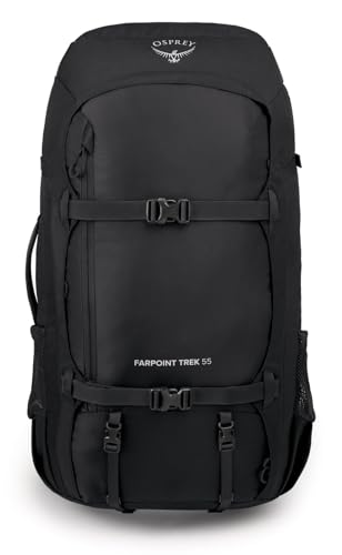 Osprey Farpoint Trek 55L Men's Travel Backpack, Black