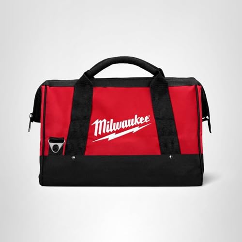 Milwaukee 17 Inch Heavy Duty Canvas Tool Bag with 6 Interior Pockets, Reinforced Bottom, and Strap Ring (Shoulder Strap Not Included)