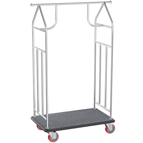 48 * 22IN Hotel Luggage Cart with Wheels,1200 lbs Load Capacity Heavy Duty Rolling Luggage Cart,Commercial Bellman Cart with Anti-Friction Felt Pad & Rubber Bumper for Hotels,Resorts, Condos