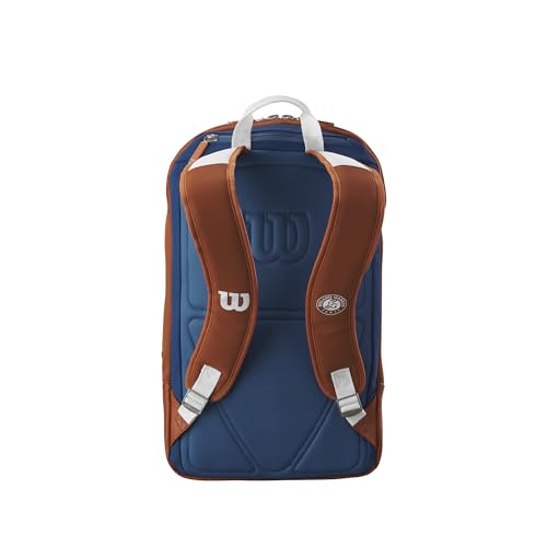 WILSON Roland-Garros Super Tour Tennis Backpack - Holds up to 2 Rackets, Clay/White/Navy