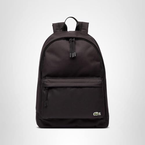 Lacoste Men's Solid Canvas Backpack, Black, One Size
