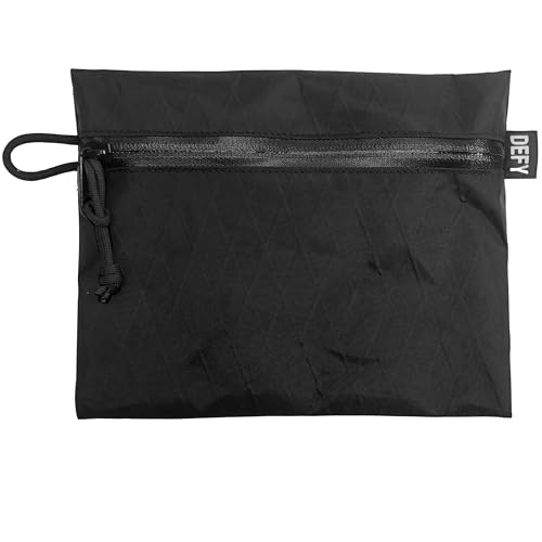 DEFY Project X-Pac Travel Pouch | Lightweight Nylon Organizer Pouch For Accessories | Premium Tech Wallet | Water Repellent Travel Organizer (Large, Black)