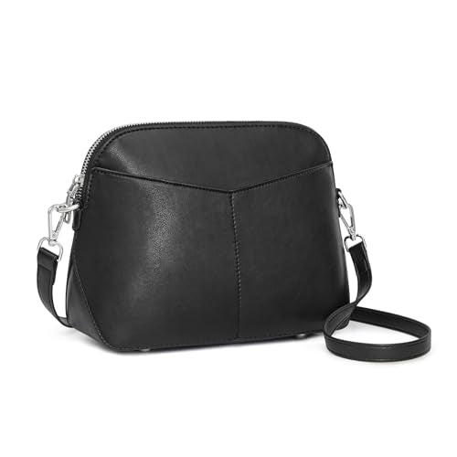 S-ZONE Crossbody Bags for Women Trendy Small Cross Body Purse for Woman Vegan Leather Designer Shoulder Bag Travel Everyday Black