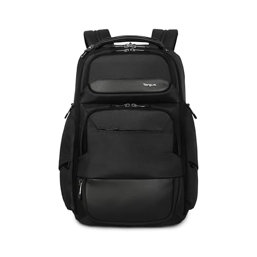 Targus 15-16 Inch Heritage Luxe Backpack, Professional Laptop Backpack with Padded Laptop Compartment, Ergonomic Shoulder Straps, Water-Resistant Fabric, Spacious Storage, Black (TBB656GL)