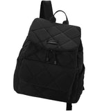VASCHY Quilted Backpack Purse for Women, Lightweight Casual Puffer Flap Drawstring Backpack for Gym/Work/Travel/Hiking/Diaper Black