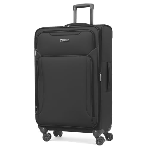 World Traveler Dejuno Jasper 24-Inch Lightweight Expandable Spinner Luggage - Black