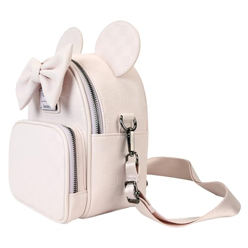 Loungefly Minnie Mouse Checkered Texture Convertible Mini Backpack & Crossbody Bag