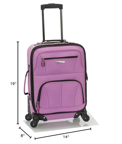 Rockland Pasadena Softside Spinner Wheel Luggage, Pink, Carry-On 20-Inch