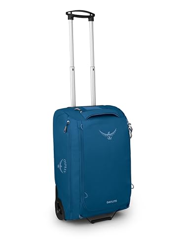 Osprey Daylite 40L Wheeled Carry On Collapsible Travel Duffel Bag, Lightweight Rolling Suitcase, Night Shift Blue