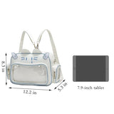 Lifelix White Ita Bag with Clear Window, Cat Backpack Kawaii Pin Display Crossbody Bag, Y2K Anime Purse for Pins