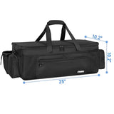 Disc Golf Storage Bag 25 X 10.2 X 10.2 Inch Large Capacity Can Hold 36+ Discs with 3 Dividers and Multi Side Pockets, Black