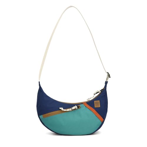 Topo Designs Moonlight Crossbody Bag, Front Pocket, Large Main Compartment with Internal Zippered Pocket, Adjustable Shoulder Strap, 200D Nylon Ripstop (Midnight/Caribbean)