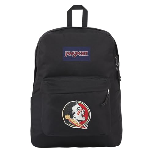 JanSport NCAA Officially Licensed Backpack, Florida State Seminoles, Superbreak Plus with Padded 15'' Laptop Sleeve, Spacious Computer Bag for Men & Women, Durable Daypack with Bottle Pocket, Black