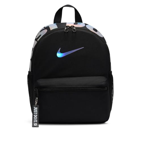 Nike Youth JDI Mini Backpack 2.0, Black/Black/Holographic Silver, MISC