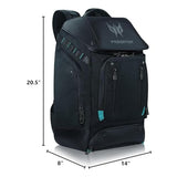 Acer PBG591 Predator Utility Gaming Backpack, Water Resistant and Tear Proof Travel Backpack Fits and Protects Up to 17.3" Predator Gaming Laptop, Black with Teal Accents