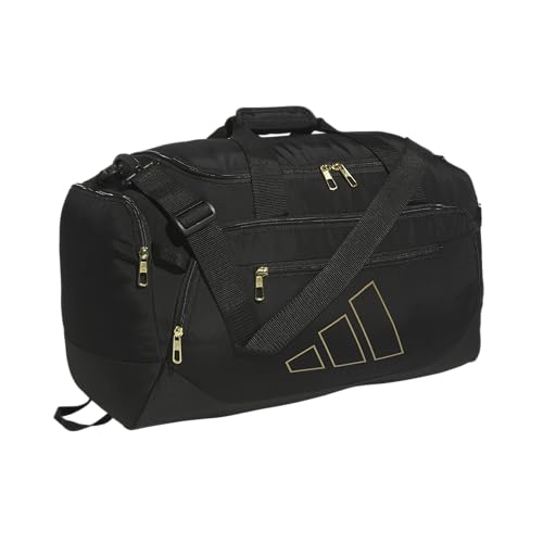 adidas Defender 5 Duffel Bag for Sports, Gym and Travel, Black/Gold Metallic, OSFA