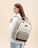 LOVEVOOK Laptop Backpack for Women with Giant Tumbler Holder Pocket, 15.6 inch Travel Work Backpack Purse for Teacher Nurse, Waterproof College Book Bag Cute Casual Daypack, Beige-Nude