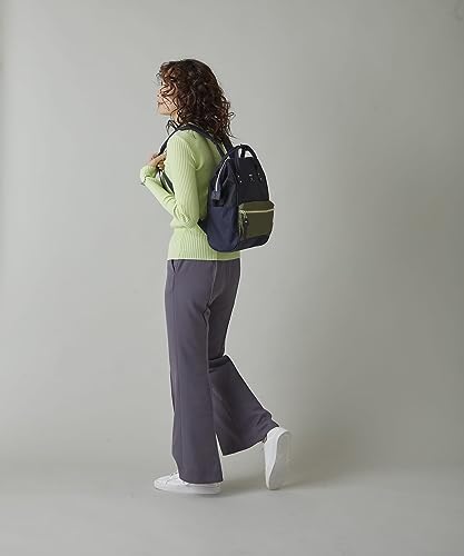 Anero ATB0197Z Backpack with Clasp, S, A4 Base, Water Repellent, Multiple Storage, PC Storage, Navy x Olive