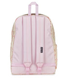 JanSport SuperBreak Plus Backpack with Padded 15-inch Laptop Sleeve and Integrated Bottle Pocket - Spacious and Durable Daypack for Work and Travel, Rows Of Bows Natural/Pink Ice