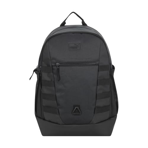 PUMA Fluid Backpack in Performance Airmesh with Laptop Sleeve & Padded Adjustable Straps, Black/Silver, One Size | Backpacks4Less