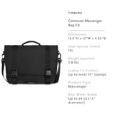 Timbuk2 Commute Messenger Bag 2.0, Eco Black, Medium