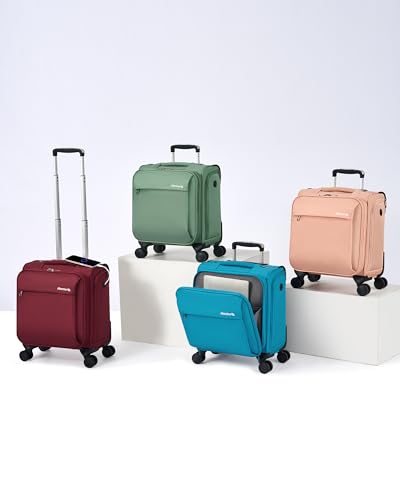 Hanke 16 Inch Underseat Carry On Luggage with Wheels Small Suitcase Softside Luggage Bags for Travel Lightweight Suitcases with Wheels Travel Luggage Personal Item for Men and Women(Forest Green)